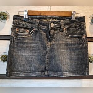 American Eagle Faded Black Denim Mini Skirt